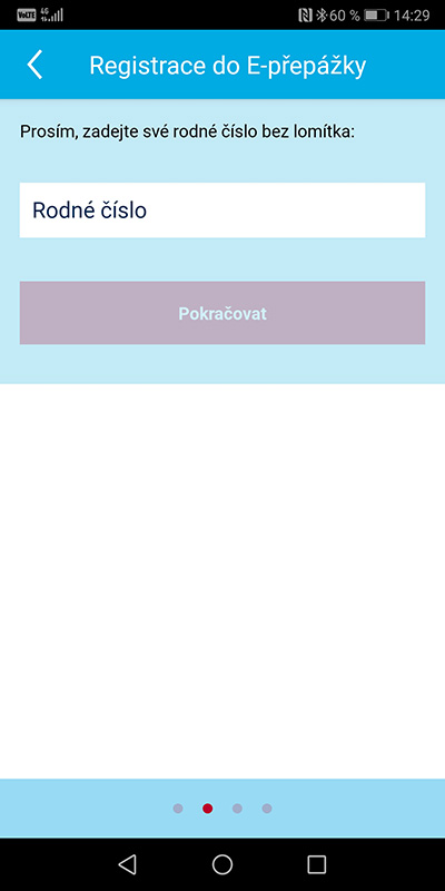 Ukázka aplikace Zdraví v mobilu – Registrace do E-přepážky