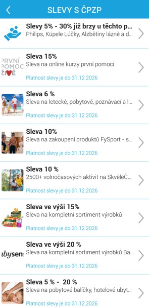 Ukázka aplikace Zdraví v mobilu – Slevy s ČPZP