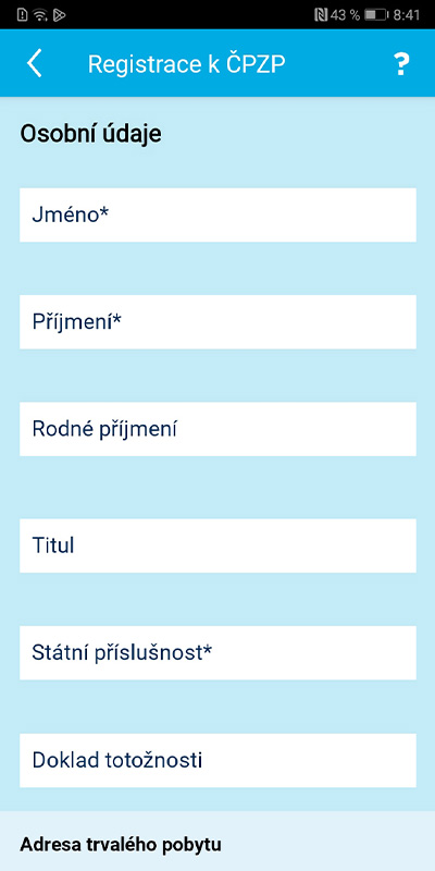 Registrace k ČPZP